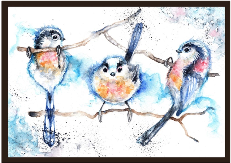 Watercolour Painting,Original Art Art Card,Original Watercolour Art,Watercolour Artist,Poster,Framed Art Prints Three/'s Company!