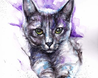 Hand painted watercolour pet portrait