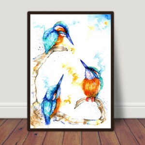 Kingfishers Watercolour art print