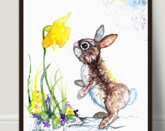 Rabbit watercolour art print