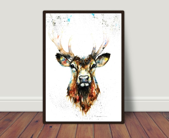 Stag Watercolour Art Print