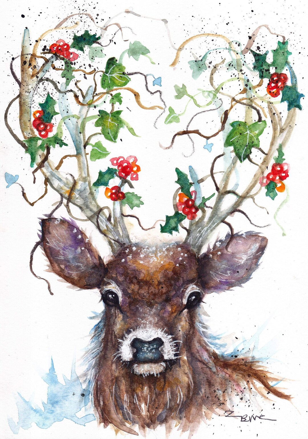 Pairs of funny animals for christmas greeting