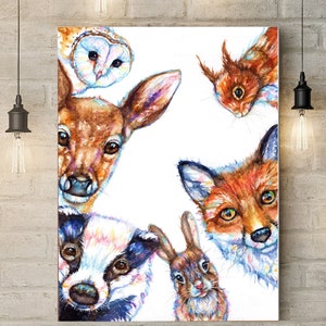 Woodland Animals Canvas box Print