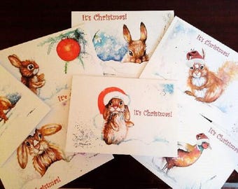 Christmas cards, Whimsical Christmas Cards, Cute Christmas Animals
