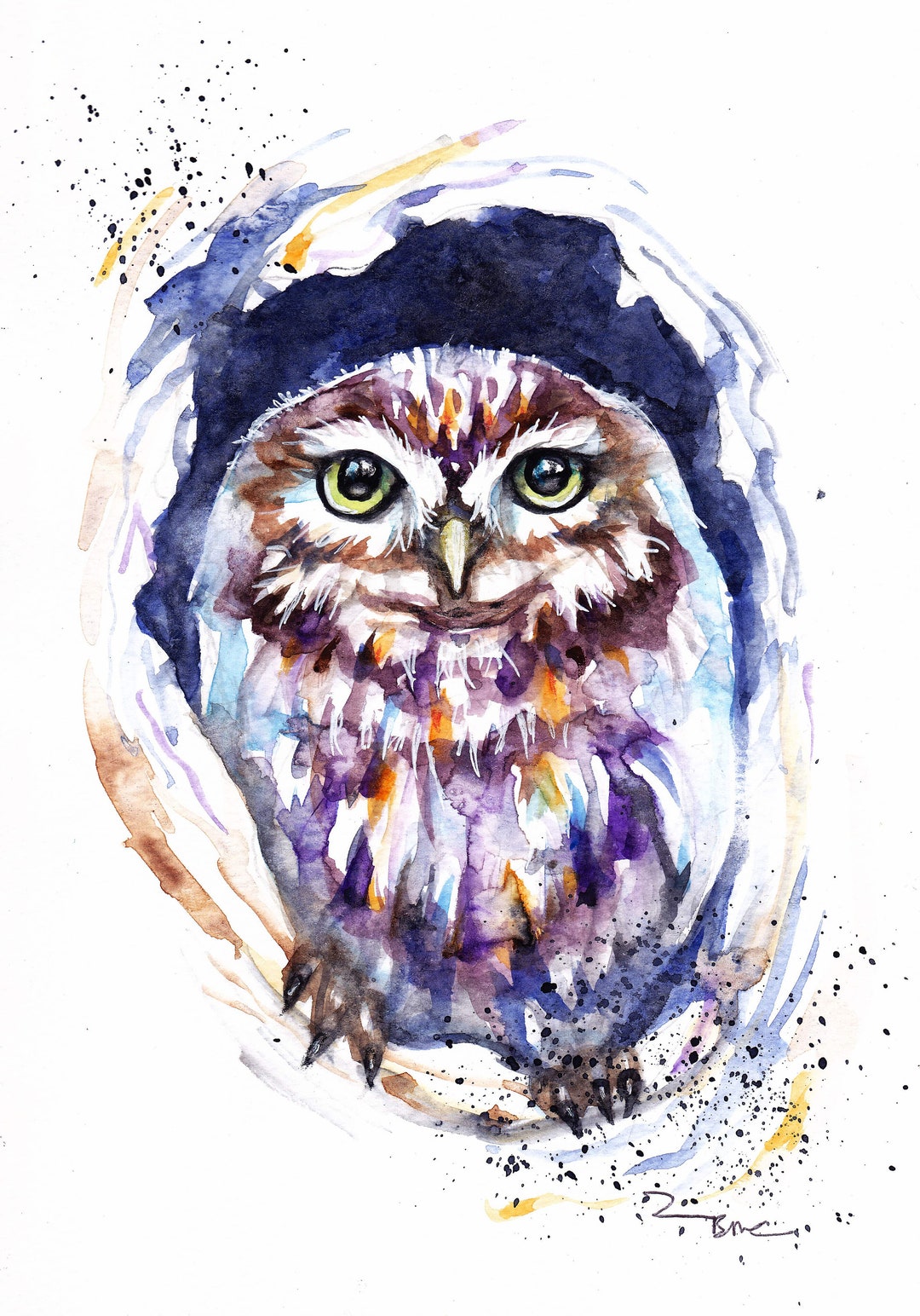 Little Owl Art Print Owl Wall Art Watercolour Painting Home Etsy