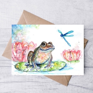 Watercolour Frog Printed Greetings Card.