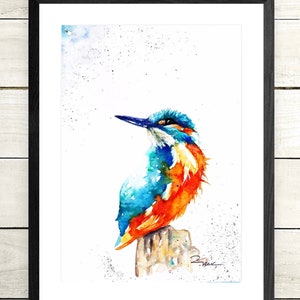 Kingfisher watercolour wall art.