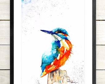 Kingfisher watercolour wall art.