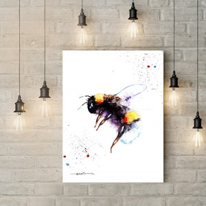 Bumble bee hanging picture, Bee wall art.