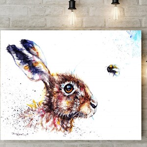 Hare watercolor Print image 8