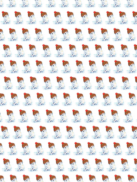 Christmas  Wrapping Paper, Christmas Tags, Christmas Polar Bear, Wildlife, Gifts, Festive Paper,