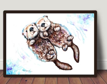 Otter Aquarell Druck