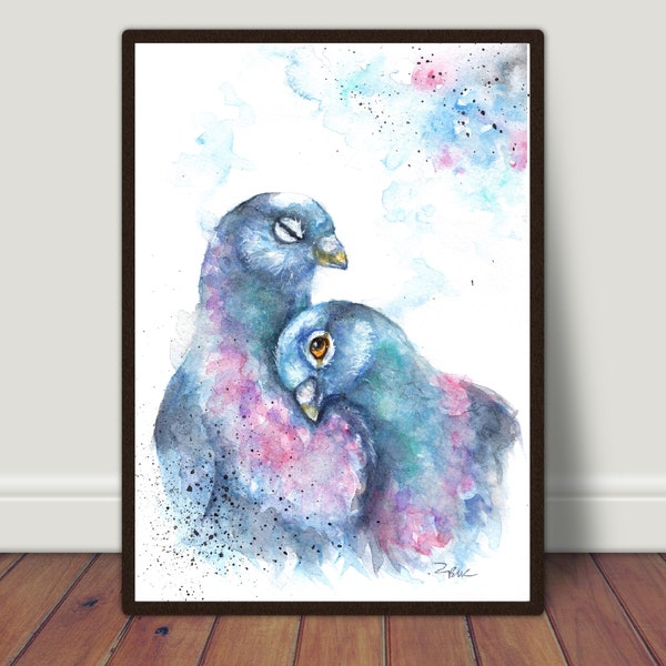 Pigeons Watercolour Print