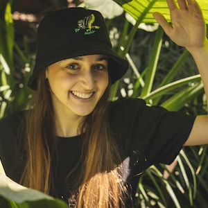 Unisex bucket hat, Embroidered Bucket Hat, Black bucket hat, Terry towelling bucket hat, High-quality bucket hat, Sun-protective bucket hats