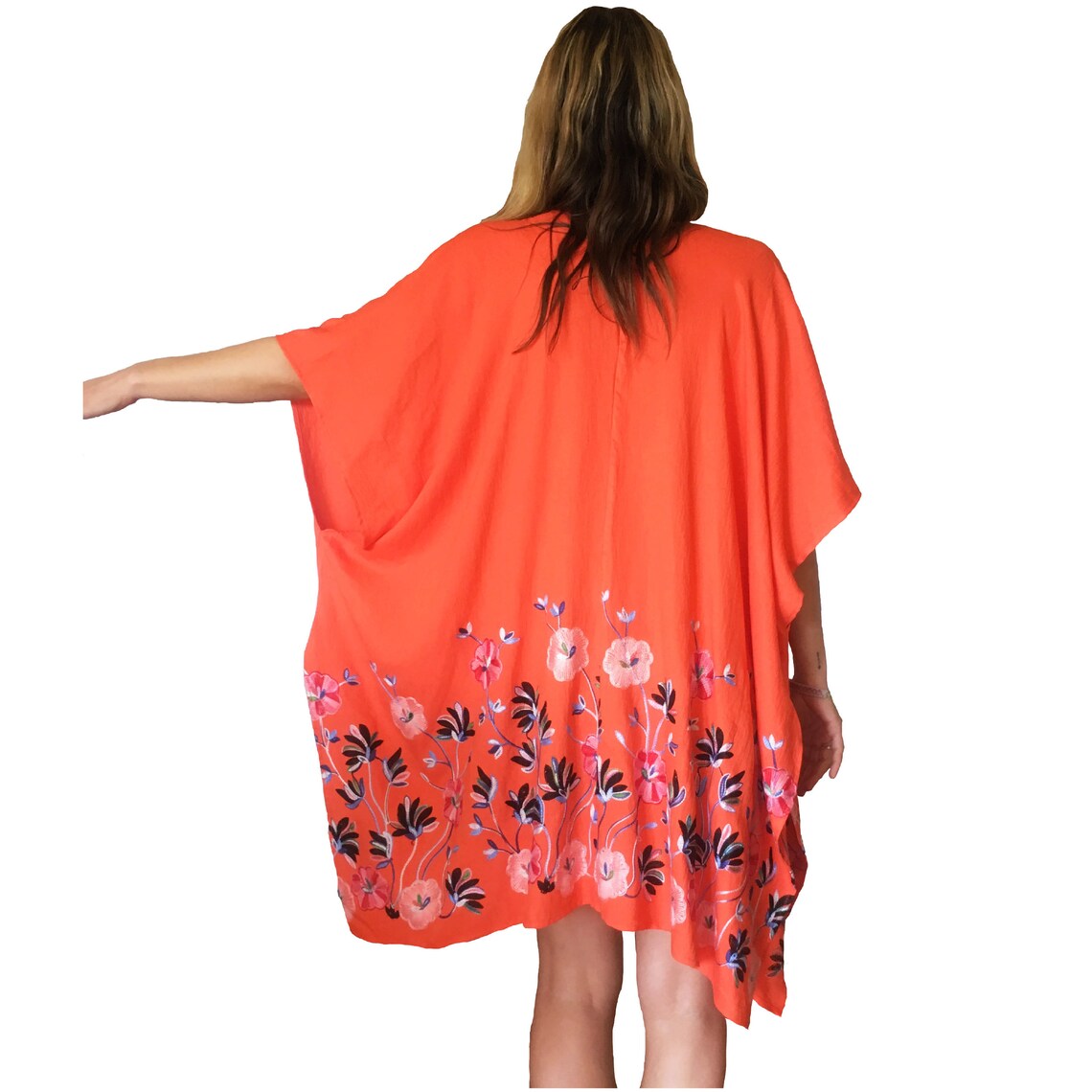 Coral Embroidery Kimono Women's Kimono Floral Kimono Etsy