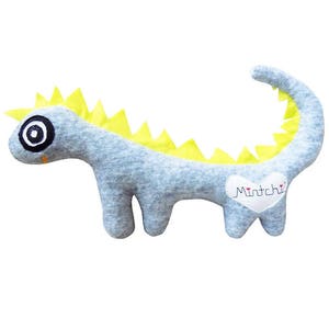 Dinosoaur, Yellow Grey Dinosaur, Dinosaur Softie, Plush Dinosaur, Dinosuar Plushie, Dragon, Dragon Soft Toy, Plush Dragon image 1