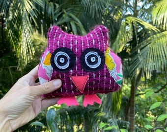 ビッグシスター、リトルシスター 明るいピンクのギンガムフクロウの