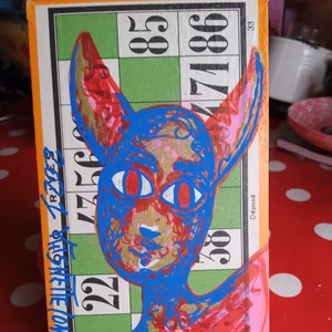 Dessin sur un carton de tombola,  poésie vintage