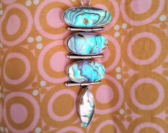 mother-of-pearl necklace and glass beads