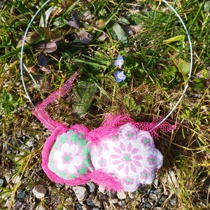 Vintage fabric flower necklace