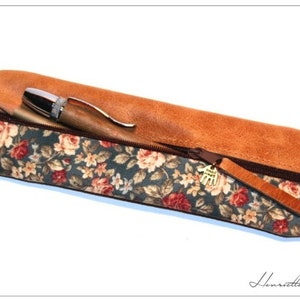 x Elegant pencil case ROSES LEATHER & Fabric