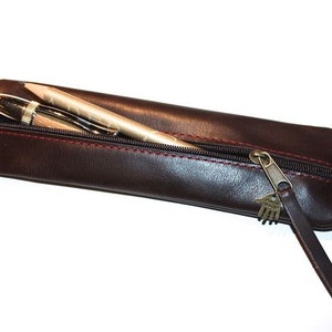 PIN CASE for 2 fine writing instruments Pencil case leather