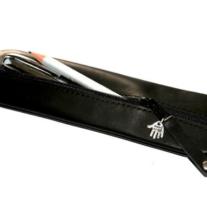 Pencil case / Pen bag / Pouch leather in black for MEN  UNIQUE