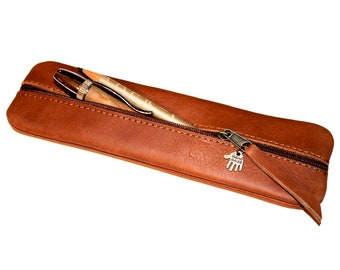 BUFFALO LEATHER pencil case leather small & elegant