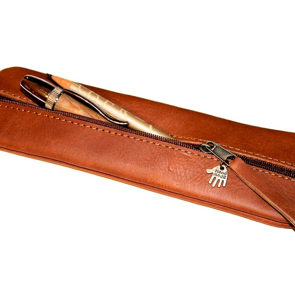 BUFFALO LEATHER pencil case leather small & elegant