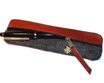 Pencil case LEATHER & 100% WOOL FELT FELT