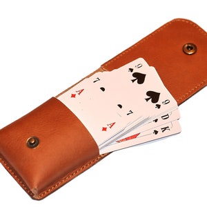 Custodia per carte da gioco Skat, custodia per carte in pelle di bufalo, custodia per carte in pelle, custodia per carte da gioco in pelle, carte Skat, giocatore di carte regalo, rummy in vera pelle