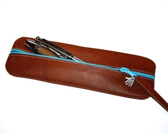 Pencil case, plain leather pencil case, also for MEN, pen case, pencil case, individually made, for exams, traineeships