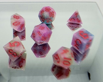 Handmade Polyhedral Dice set *Candy Floss*