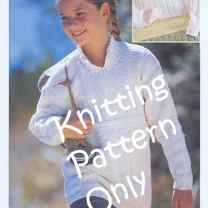 New Sirdar 5768 Denim Sport Aran Child Pullover Sweater Knitting Pattern