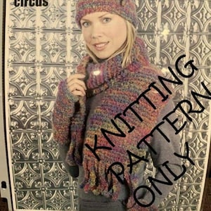 NWT Artful Yarns Circus 92032 Scarf Hat Fingerless Gloves Knitting Pattern