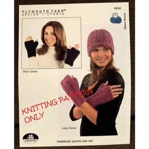 NWT Plymouth Yarn Company N040 Alpaca Boucle Fingerless Gloves Knitting Pattern