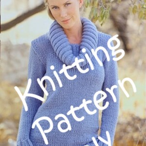 New Sirdar 8830 Click Easy Knit Ladies Turtleneck Sweater Knitting Pattern