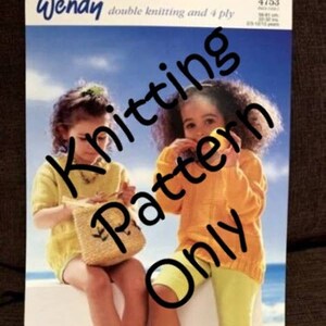 New Wendy 4753 DK and 4-Ply Child Long or Short Sleeve Sweater Knitting Pattern