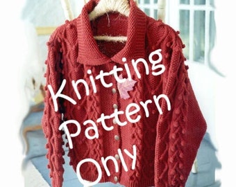 New Maddy Laine Maddycraft ML112 Heart Bobbles Cardigan Sweater Knitting Pattern