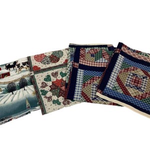 2 yds Farm Cow Barn Trees Printed Quilt Blocks Craft Fabric Quilting Squares