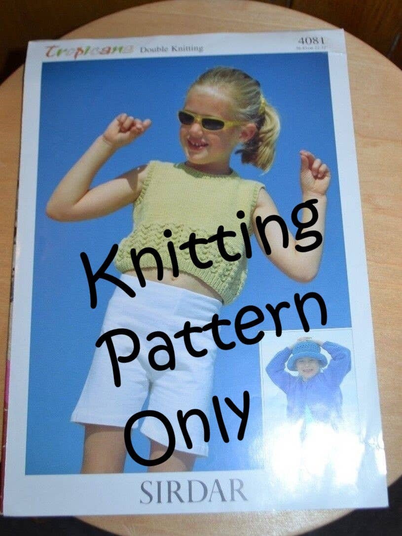 New Sirdar 4081 Tropicana Child Tank Cardigan Sweater Couble Knitting Pattern