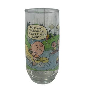 Vintage 1968 Peanuts Camp Snoopy Collection Charlie Brown Drinking Glass