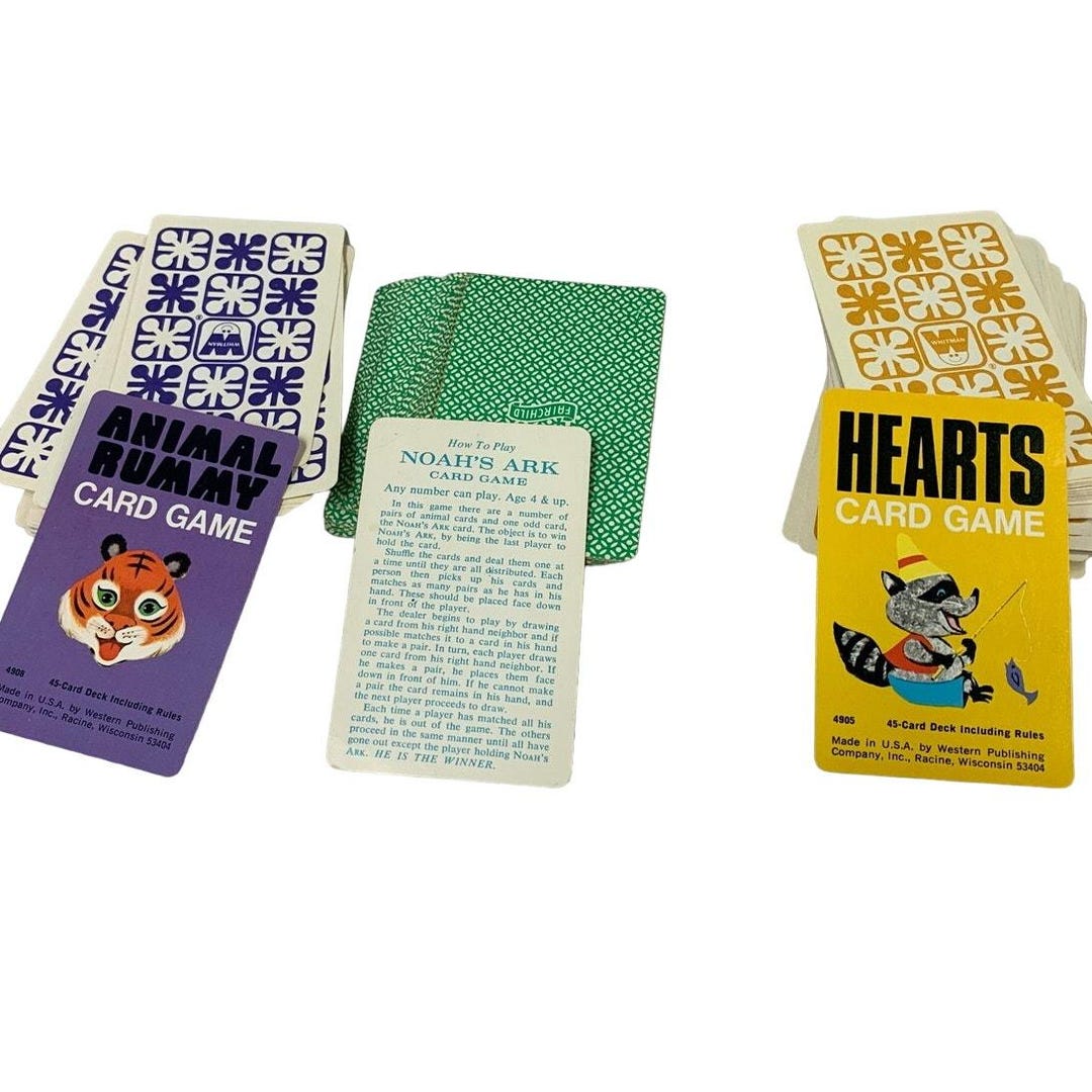 3 Vintage 1970s Kids Card Games Noah's Ark Animal Rummy Hearts Decks - Etsy