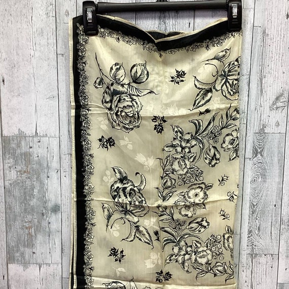 Vintage 1960s Black Floral Made In Japan 27.5" by… - image 3