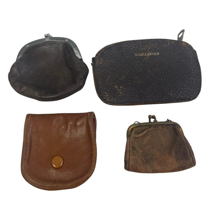 Lot of 4 Vintage Small Leather Snap and Zip Coin Purses Leather Pouches ...