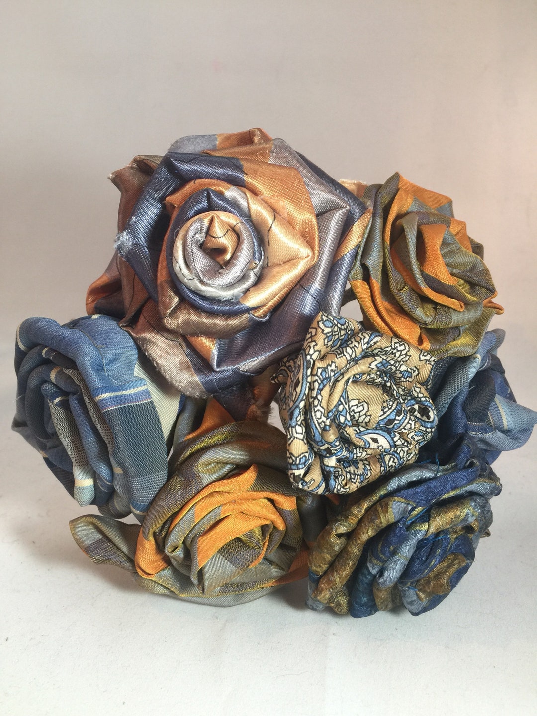 Custom Order Upcycled Necktie Silk Tie Roses Rose Bouquet Made From