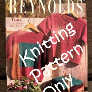 New Reynolds Yarns Tiara 82006 Summer Guernsey Colorblock Tee Knitting Pattern