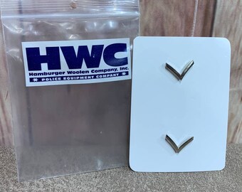 New HWC Police Equipment Nickel Private Security Chevron Guard Pin Pair
