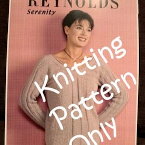 New Reynolds 82058 Serenity Ribbed Pullover V-Neck Sweater Knitting Pattern