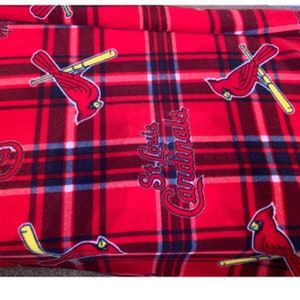 Fleece St. Louis Cardinals MLB Baseball Plaid Fleece Fabric Print